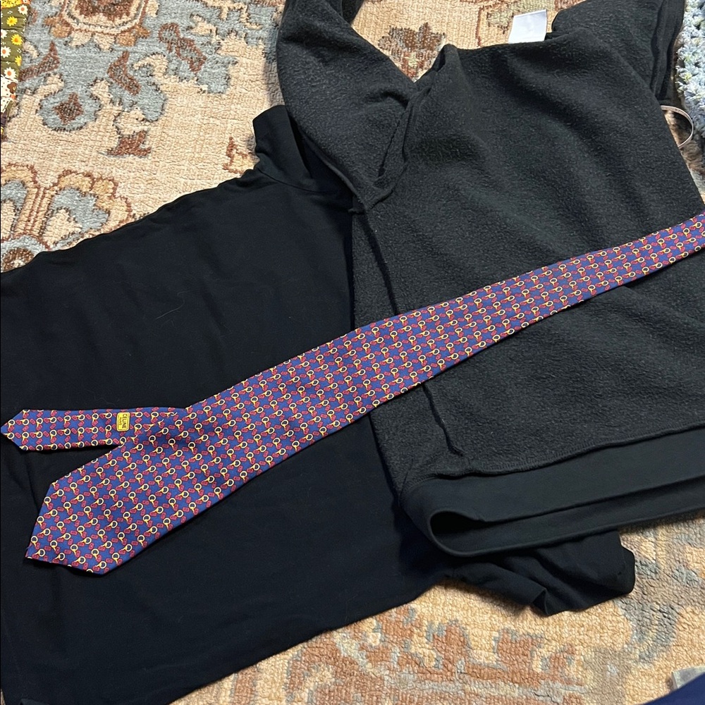 Celine Blue and Red Geometric Tie